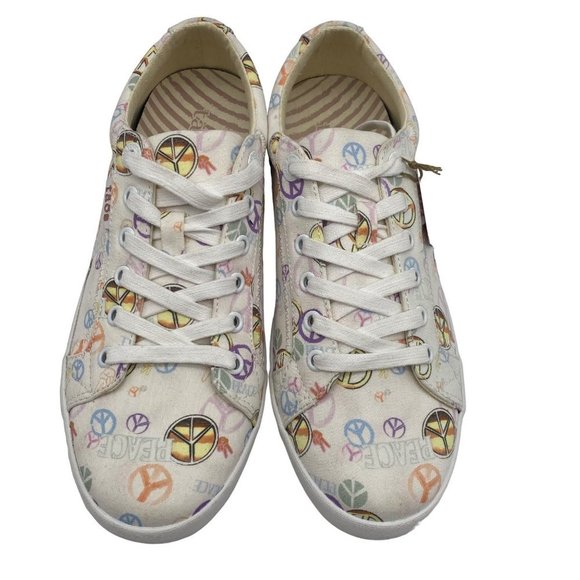 Taos Pink & Yellow Peace Sign Star Canvas Sneaker Women's Footwear 9 - Picture 5 of 11